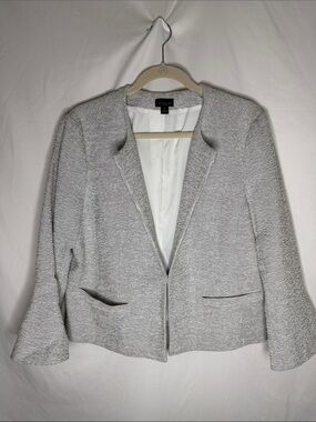 Ann Taylor Factory Open-Front Textured Tweed Blazer